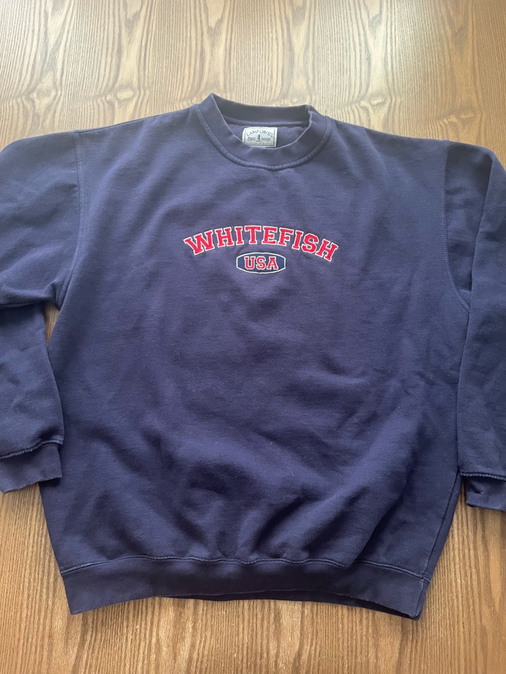 Whitefish Montana Navy Crewneck Sweatshirt size large